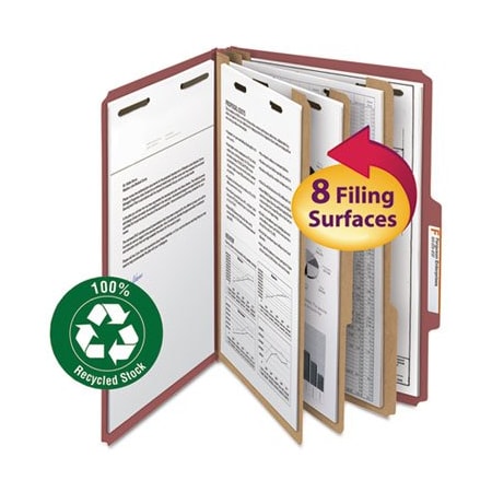 Smead Smead, 100% RECYCLED PRESSBOARD CLASSIFICATION FOLDERS, 3 DIVIDERS, LEGAL SIZE, RED, 10PK 19099